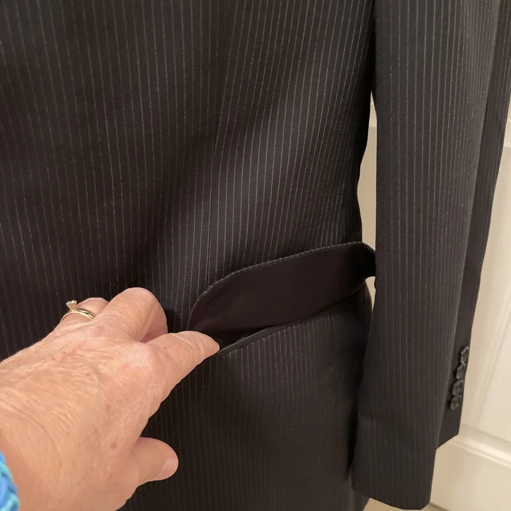 Brooks Brothers Pinstripe, Sport‎ Coat Wool Egypt 42R Black / Gray Men's Blazer